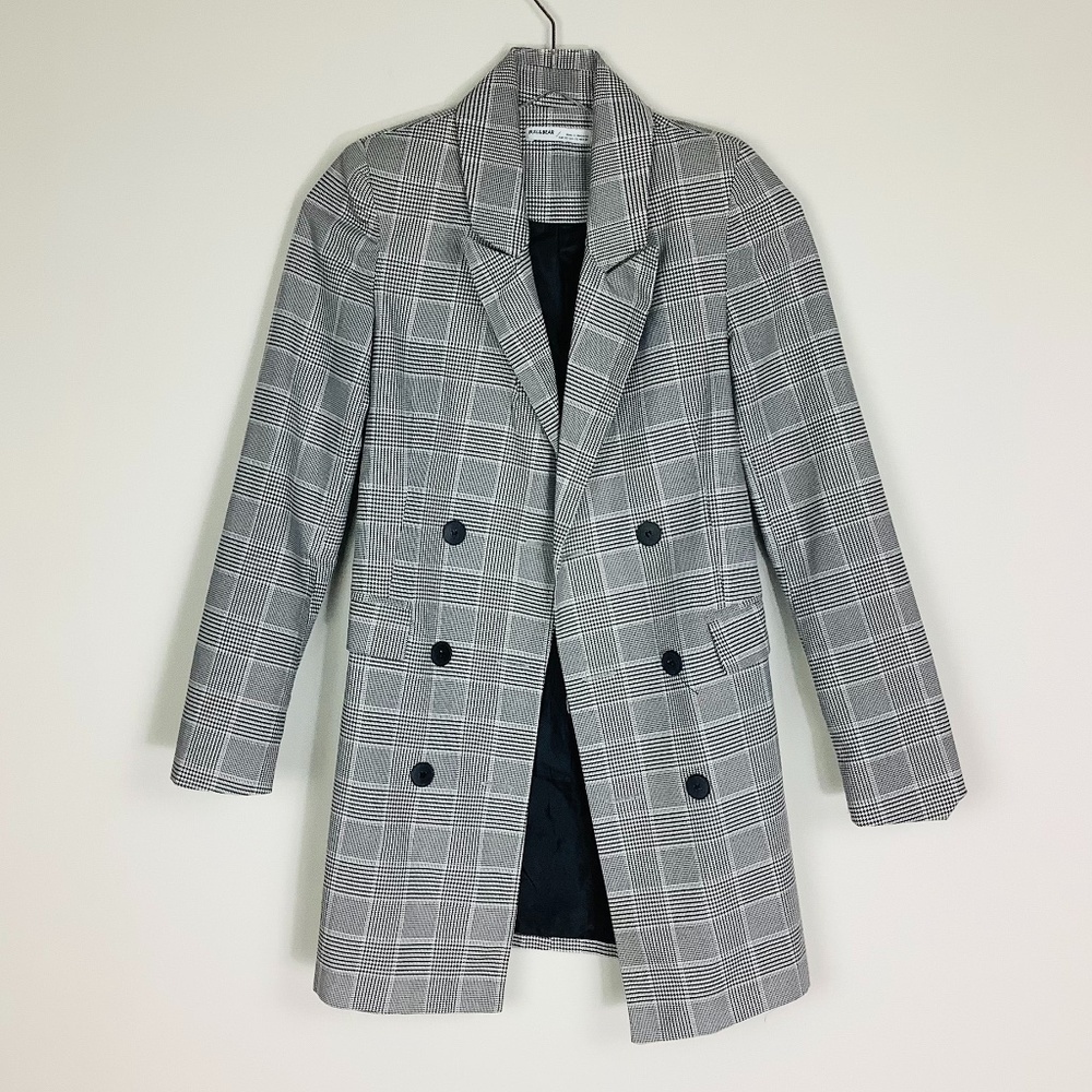 Pull‎ & Bear Double Breasted Houndstooth Blazer Jacket